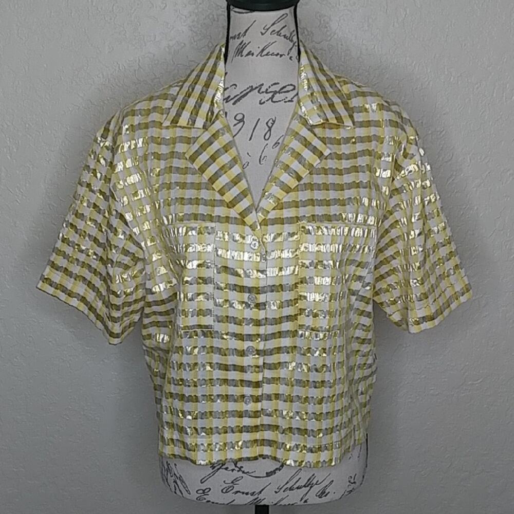 Oliver Bonas Button Front Metallic Shirt Size 6